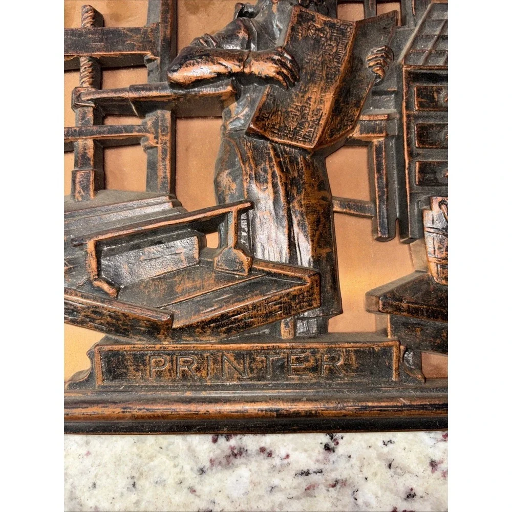 VINTAGE COPPERCRAFT GUILD WALL HANGING PRINTER COPPER HOME DECOR ART 9.5